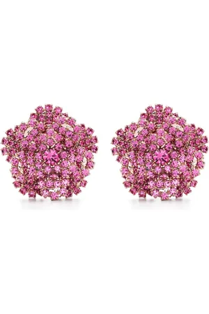 MAGDA BUTRYM Crystal-embellished flower clip-on earrings