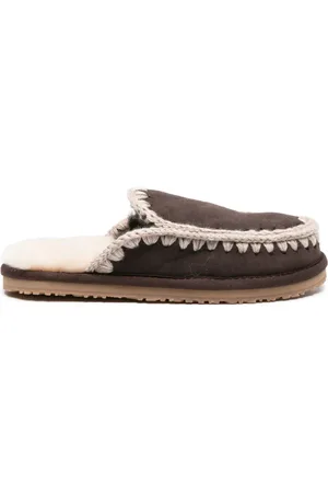 Mou Whipstitch-detail shearling slippers