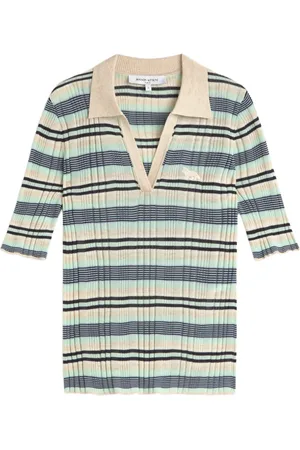 Maison Kitsuné Fine-ribbed striped polo shirt