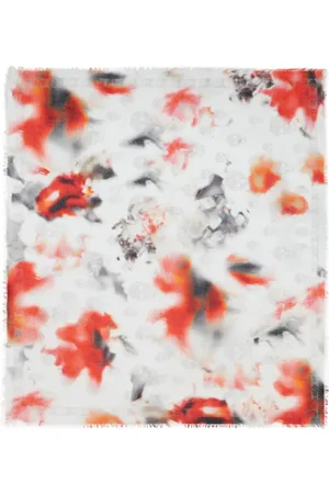 Alexander McQueen Obscured Flower frayed-edge scarf