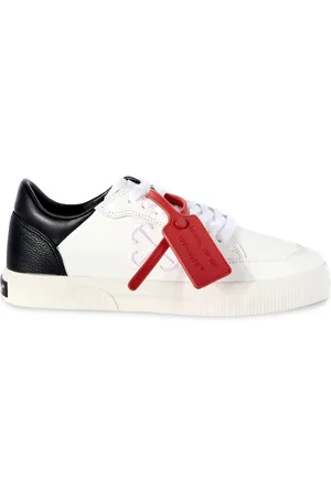 OFF-WHITE Vulcanized contrasting-tag leather sneakers