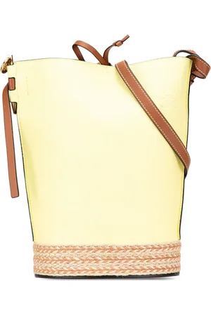 Loewe 2020 Bicolor Calfskin and Raffia Gate bucket bag