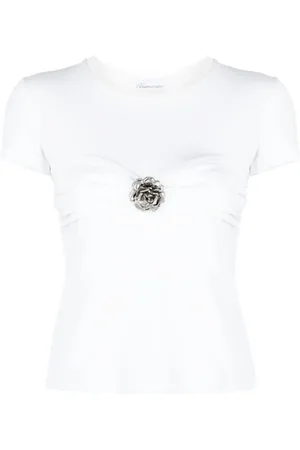 BLUMARINE Floral-appliqu?? cotton T-shirt
