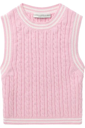 Alessandra Rich Cable-knit cropped cotton top
