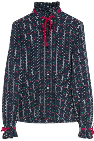 VALENTINO GARAVANI CREPE DE CHINE SHIRT WITH CHERRYFIC PRINT