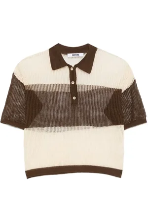 GRIFONI Ribbed-knit polo top