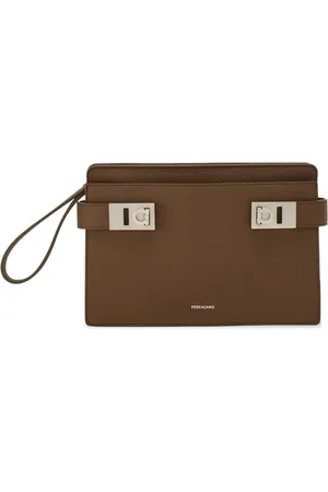 Salvatore Ferragamo Gancini-buckle leather clutch bag