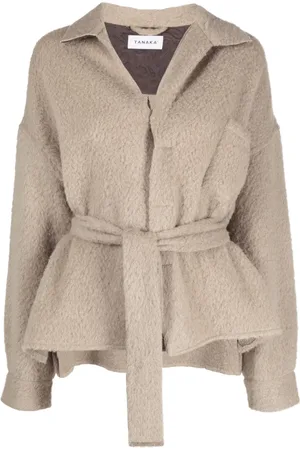 Tanaka V-neck belted fleece cardi-coat