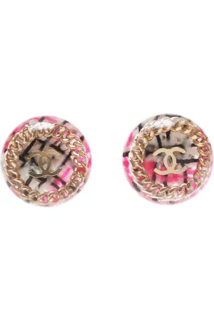 CHANEL 2014 tweed CC earrings