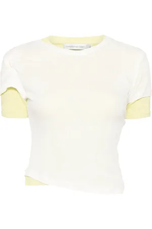 CHRISTOPHER ESBER Sheer ribbed overlay loophole T-shirt