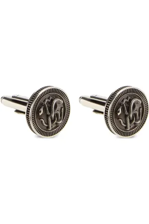Roberto Cavalli Mirror Snake-embossed cufflinks