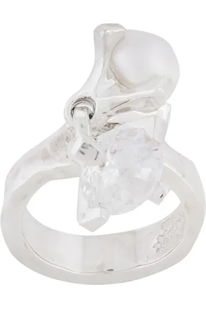 E.M. Crystal and pearl ring