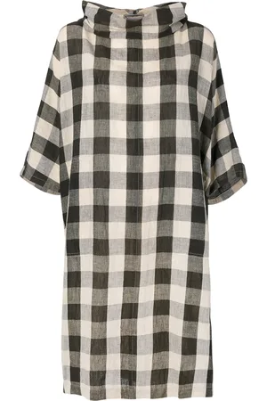 Issey Miyake Cowl-neck check dress