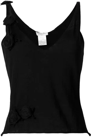 Dior 2000s pre-owned rose-appliqué knitted top