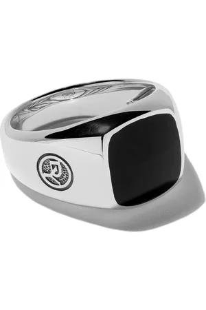 David Yurman Sterling Exotic Stone onyx signet ring (14mm)