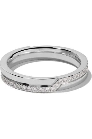 De Beers 18kt white gold Promise half pavé diamond band