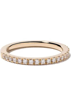 De Beers 18kt yellow DB Classic half pavé diamond band