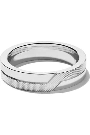 De Beers 18kt white gold Promise half textured band