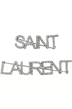 Saint Laurent Crystal Brooches in Oxidized & Crystal