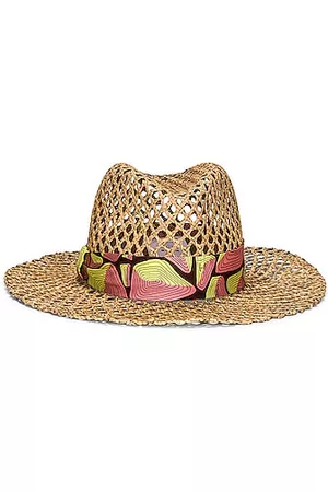 Emilio Pucci Tartuca Baby Straw Hat in Naturale Rosa & Lime