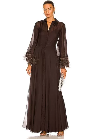 VALENTINO Women Party Dresses - Feather Gown in Ebano