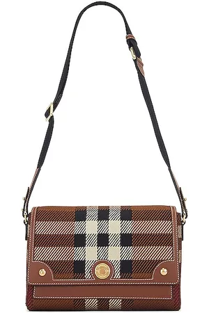 Check Medium Bowling Bag in Dark Birch Brown - Women | Burberry® Official