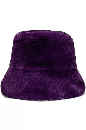 CLYDE Faux Fur Bucket Hat in Purple