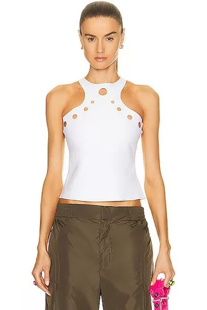 Jean Paul Gaultier Women Tank Tops - Perforated Tank Top in White