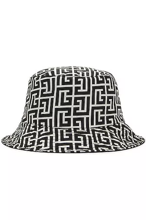 Balmain Monogram Nylon Bucket Hat in Ivoire & Noir