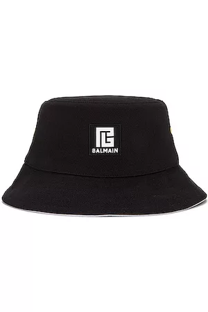 Balmain Reversible Patch Bucket Hat in Noir & Blanc