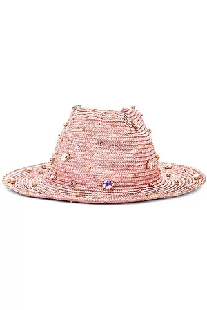 Lele Sadoughi Ombre Crystal Embellished Straw Hat in Ombre Rosado
