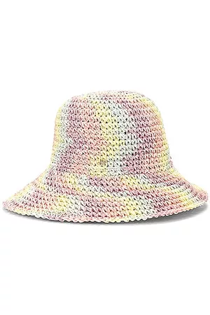 Lele Sadoughi Raffia Rainbow Bucket Hat in Pastel Playa