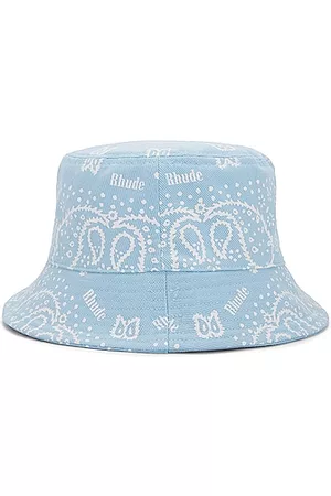 Rhude Bandana Canvas Bucket Hat in Blue & White