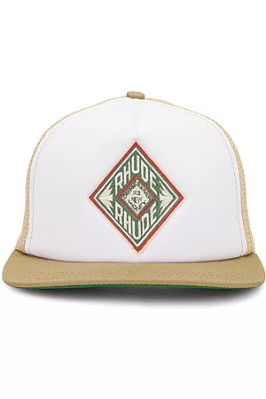 Rhude Diamond Trucker Hat in Tan & White