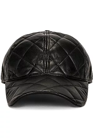 Stand Studio Cia Faux Leather Quilt Cap in Black