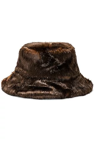 Stand Studio Women Hats - Wera Faux Fur Oversized Bucket Hat in Dark Brown