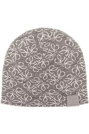 Loewe All Over Anagram Beanie in Grey & Pink