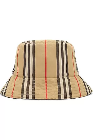 Burberry Men Hats - Icon Stripe Bucket Hat in Archive Beige