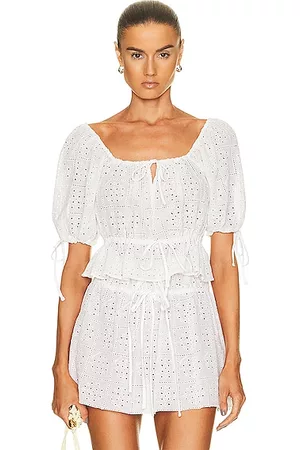 Ganni Light Broderie Anglaise Cropped Top in Bright White