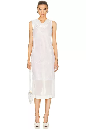 BOTTEGA VENETA Layered draped embellished suede dress