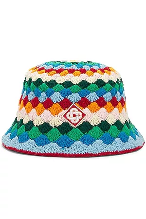 Casablanca Shell Striped Crochet Hat in Rainbow Multi