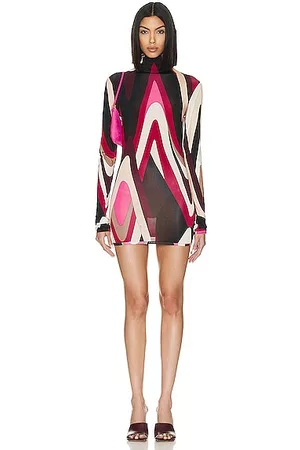 Emilio Pucci Women Blouses - Turtleneck Long Sleeve Top in Rosa & Marrone
