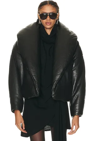 Saint Laurent Leather Coat in - Black. Size all.