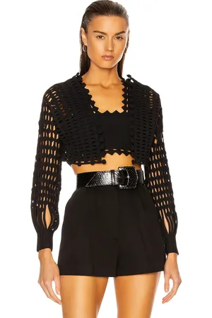 Alaïa Knit Lace Top in - Black. Size 40 (also in ).