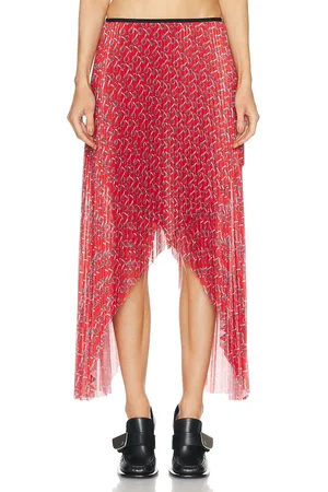 Burberry Pleated Midi Skirt in - Red. Size 8 (also in ).