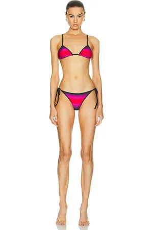 The Attico Shaded Print Bikini Set in Red Black & Fuchsia - Pink. Size L (also in ).