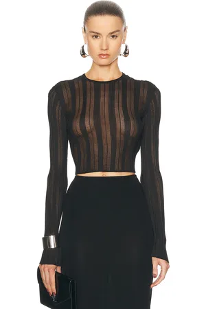 Saint Laurent Long Sleeve Top in - Black. Size XS (also in ).