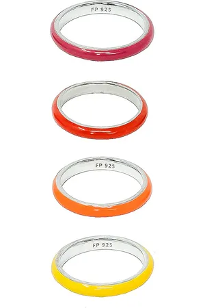 Fry Powers The Warm Set of 4 Unicorn Rainbow Enamel Rings in - Pink. Size 5 (also in 7).