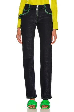 Bottega Veneta Embroidered Cotton Denim Parakeet Trouser in - . Size 34 (also in ).