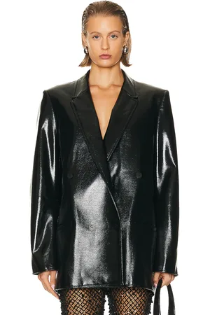 LAPOINTE Patent Faux Leather Boxy Double Breasted Blazer in - . Size L (also in XS).
